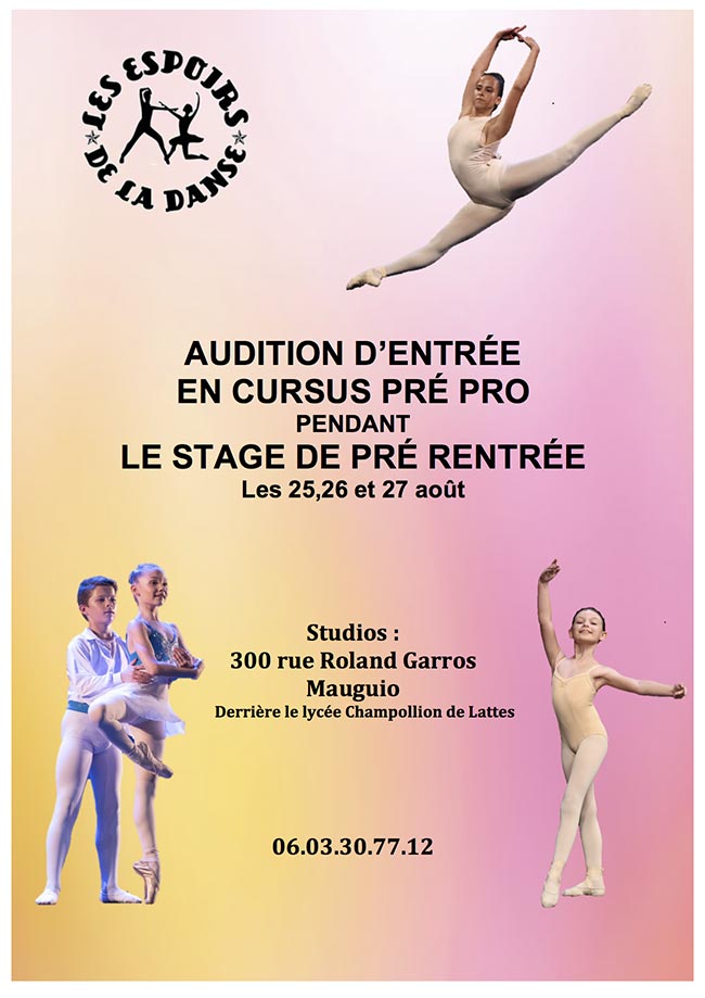 Audition d’entrée cursus Pré Pro